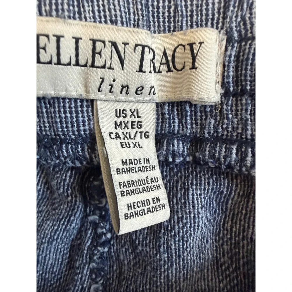 Ellen Tracy Linen Womens Short Boho Striped Beach Coastal Travel Resort Vacation